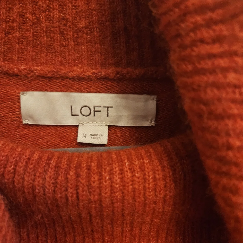 LOFT Vibrant Red Cowl Neck Sweater - Picture 2 of 2